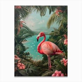 Greater Flamingo Italy Tropical Illustration 2 Canvas Print