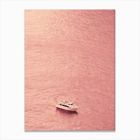 Boat Ship Sea Water Ocean Pink Beige Coral Terracotta Photo Photography Vertical Living Room Travel Bedroom Minimal Canvas Print