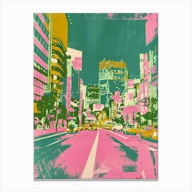 Roppongi Hills In Tokyo Duotone Silkscreen 1 Canvas Print