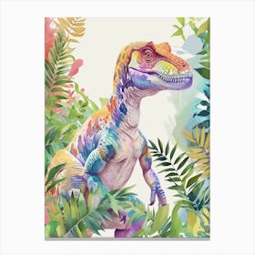 Pastel Rainbow Giganotosaurus Watercolour 1 Canvas Print