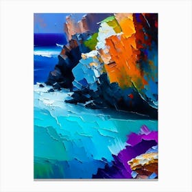 Coastal Cliffs And Rocky Shores Waterscape Bright Abstract 1 Canvas Print