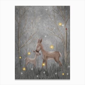 Mama Deer Good Night Kiss Canvas Print