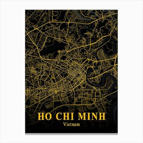 Ho Chi Minh Gold City Map 1 Canvas Print