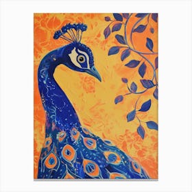 Peacock Mustard Sunset With Ivy 1 Canvas Print