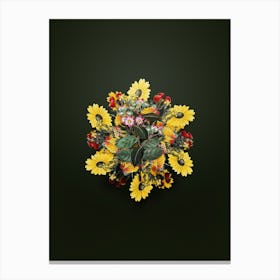 Vintage Tall Calotropis Floral Wreath on Olive Green n.1454 Canvas Print