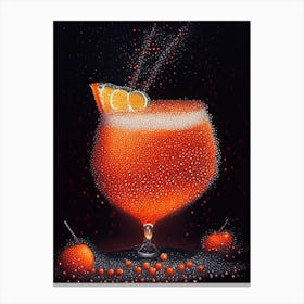 Fuzzy Navel Pointillism Cocktail Poster Canvas Print