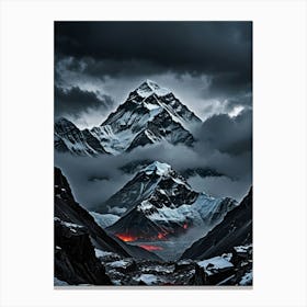 Tibetan Mountains Everest: Towering Above the Clouds Canvas Print