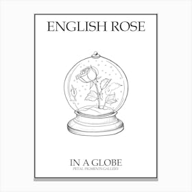 English Rose In A Globe Line Drawing 4 Poster Canvas Print