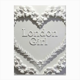 London girl wall art in a floral heart design Canvas Print