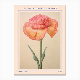 Carnation French Flower Botanical Poster Canvas Print