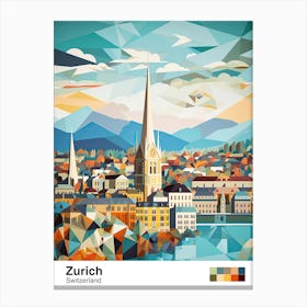 Zurich, Switzerland, Geometric Illustration 1 Poster Canvas Print