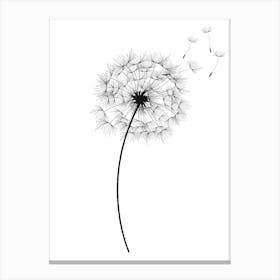 Minimalist Black and White Dandelion Canvas Print