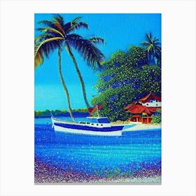 Roatán Honduras Pointillism Style Tropical Destination Canvas Print