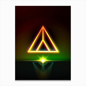 Neon Geometric Glyph in Watermelon Green and Red on Black n.0163 Canvas Print