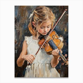 Little Girl Playing Violin Canvas Print