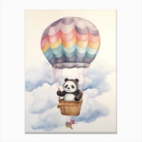 Baby Panda 4 In A Hot Air Balloon Canvas Print