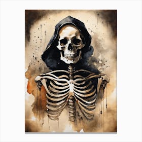 Vintage Halloween Gothic Skeleton Painting (28) Canvas Print