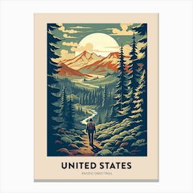 Pacific Crest Trail Usa 2 Vintage Hiking Travel Poster Canvas Print