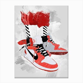 Sports Shoes Air Jordan Red Watercolor Canvas Print