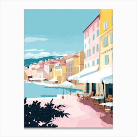 Villefranche Sur Mer, France, Flat Pastels Tones Illustration 2 Canvas Print