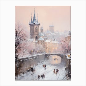 Dreamy Winter Painting Prague Czech Republic 4 Canvas Print