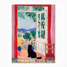 Open Door Matisse Inspired With Cat Silhouette Canvas Print