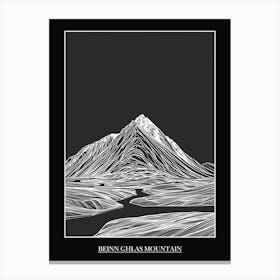 Beinn Ghlas Mountain Line Drawing 7 Poster Canvas Print