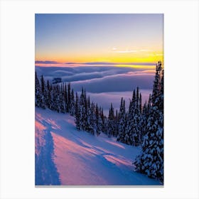 Aspen, Usa Sunrise Skiing Poster Canvas Print
