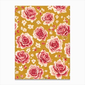 Rose Floral Print Warm Tones 2 Flower Canvas Print