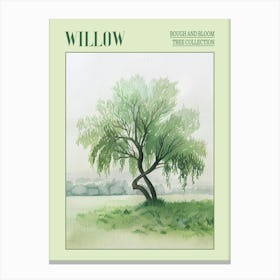 Willow Tree Atmospheric Watercolour Painting 6 Poster Canvas Print