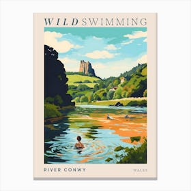 Wild Swimming At River Conwy Wales 2 Poster Canvas Print