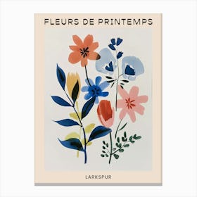 Spring Floral French Poster  Larkspur 4 Canvas Print