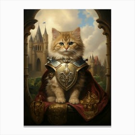 Cute Cat In Medieval Armour 1 Canvas Print