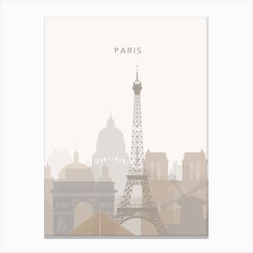 Beige Paris Skyline Canvas Print