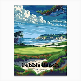 Pebble Beach Golf Links California Art Illustration Canvas Print