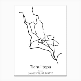 Tlahuiltepa,Mexico Minimalist Map Canvas Print