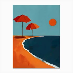 Two Umbrellas On The Beach Canvas Print