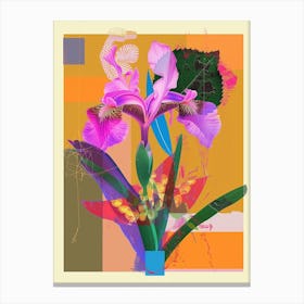 Iris 1 Neon Flower Collage Canvas Print