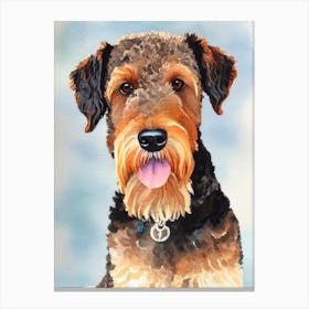 Airedale Terrier Watercolour 4 dog Canvas Print