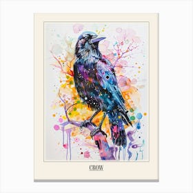Crow Colourful Watercolour 1 Poster Canvas Print