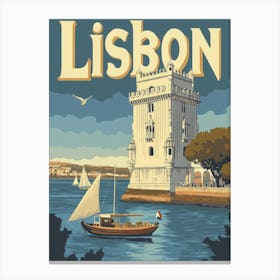 Aihrgdesign A Classic 1960s Travel Poster For Lisbon Canvas Print