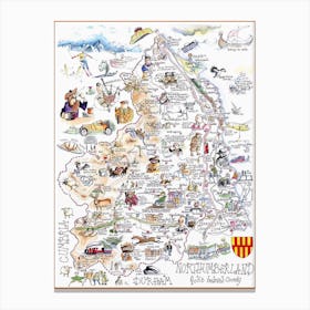 Map Of Northumberland Canvas Print