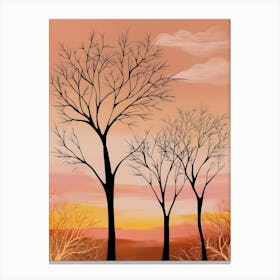 Bare Trees At Sunset Canvas Print