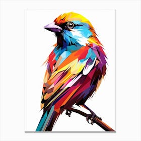 Colourful Geometric Bird Sparrow 2 Canvas Print