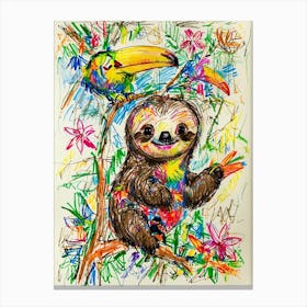 Sloth And Toucan Canvas Print