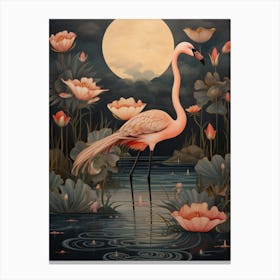 Flamingo Gold Detail Painting Canvas Print