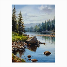 River By The Lake Canvas Print