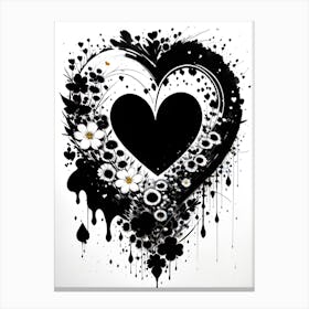 Heart Of Black And White Canvas Print