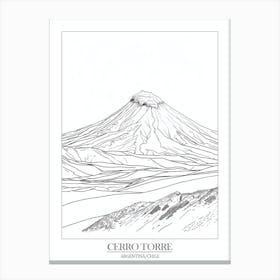 Cerro Torre Argentina Chile Line Drawing 8 Poster Canvas Print