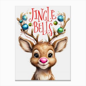 Jingle Bells cute deer Canvas Print